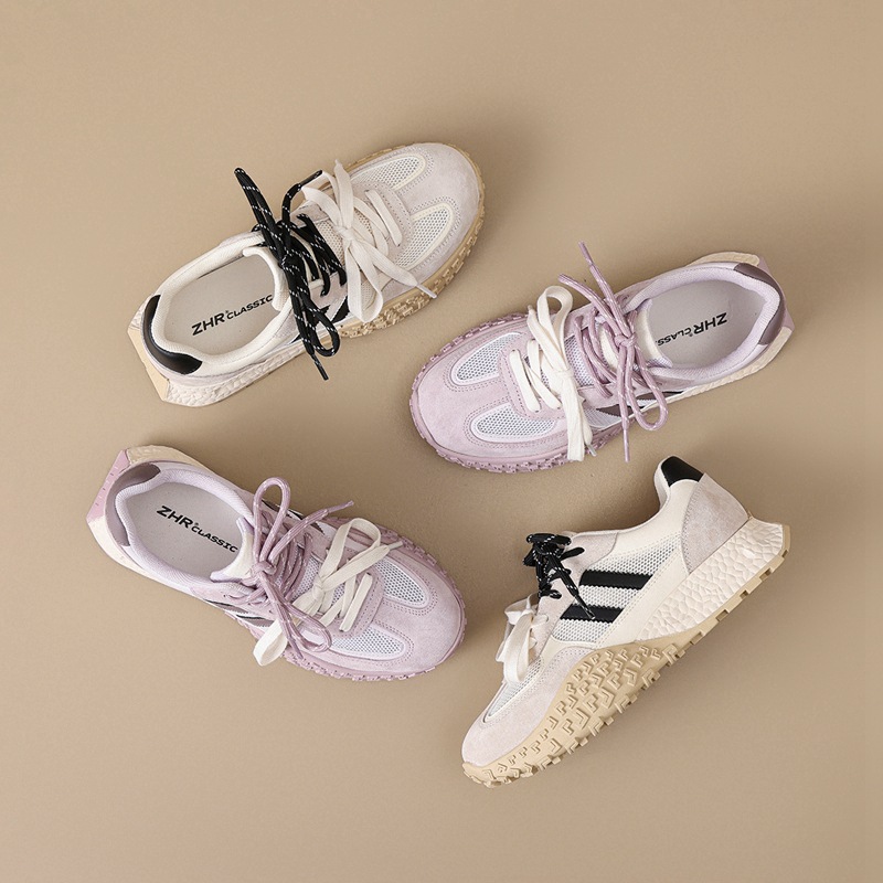 Giày sneaker nữ đế dày mesh thoáng khí phong cách cổ điển — Màu tím khoai môn KS129E