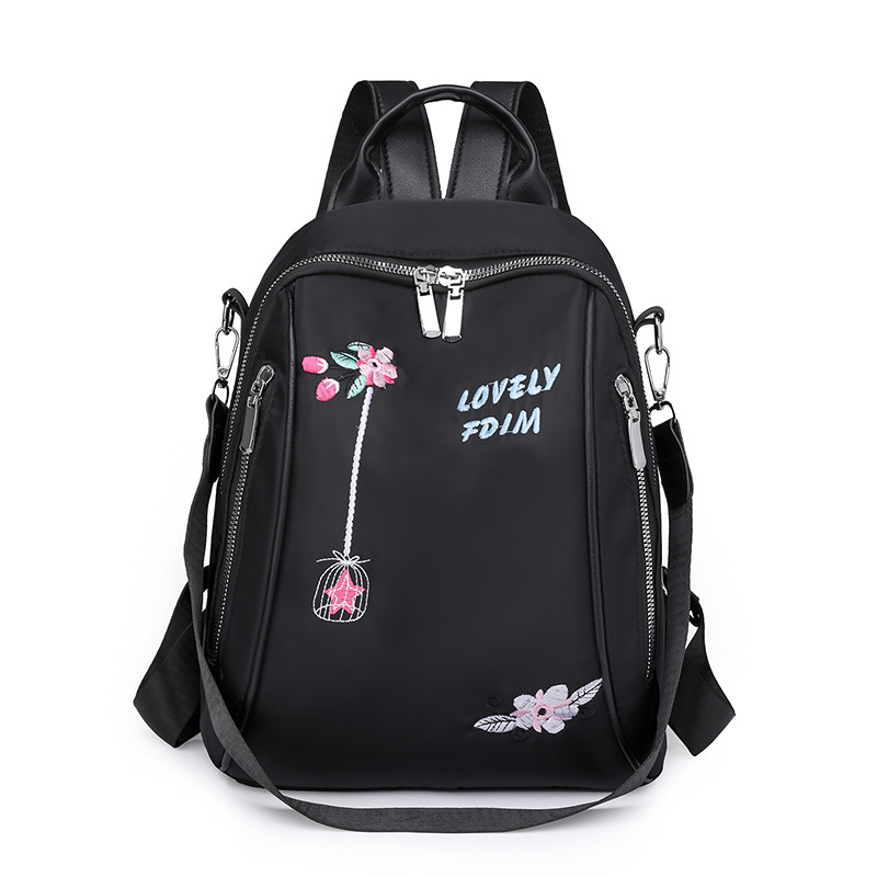 2024 nueva mochila de nailon para mujer, bordado de moda, mochila de viaje de cercanías al aire libre, mochila multifuncional al por mayor