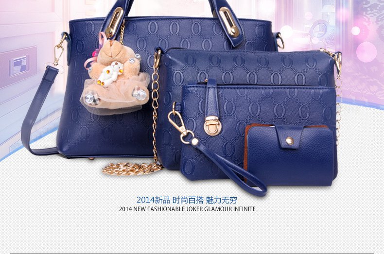 New Bear four-piece set, European and American trend women's single-shoulder bag, crossbody and hand-carry bag, cross-border one-piece delivery worldwide Item Picture