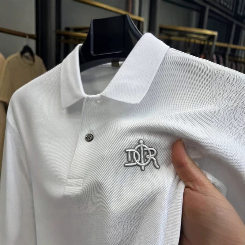 Men's Polo Shirt Short-Sleeved Without Back Label, Versatile Casual New Fashion Trendy Turn-Down Collar T-Shirt Half-Sleeved Top