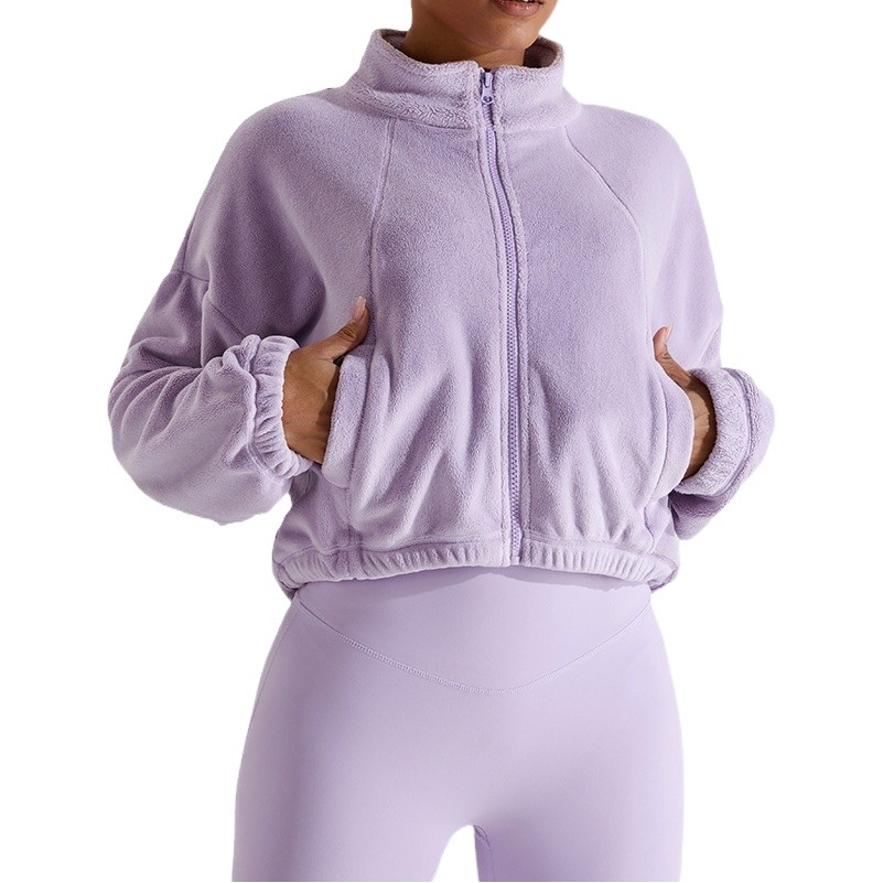 Big Sale Non-Returnable Non-Exchangeable Outwear Women's Stand Collar Loose Double-Sided Velvet Outdoor Running Windproof Cashmere Sports Outwear