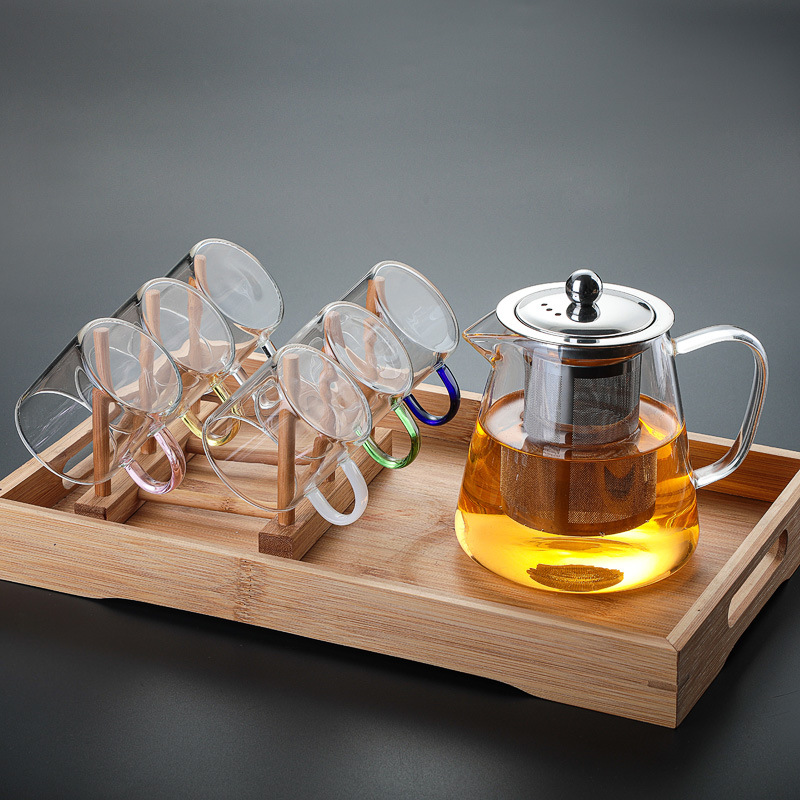 750ml 삼각주전자 + 6색 컵 + 컵홀더 + 티 트레이