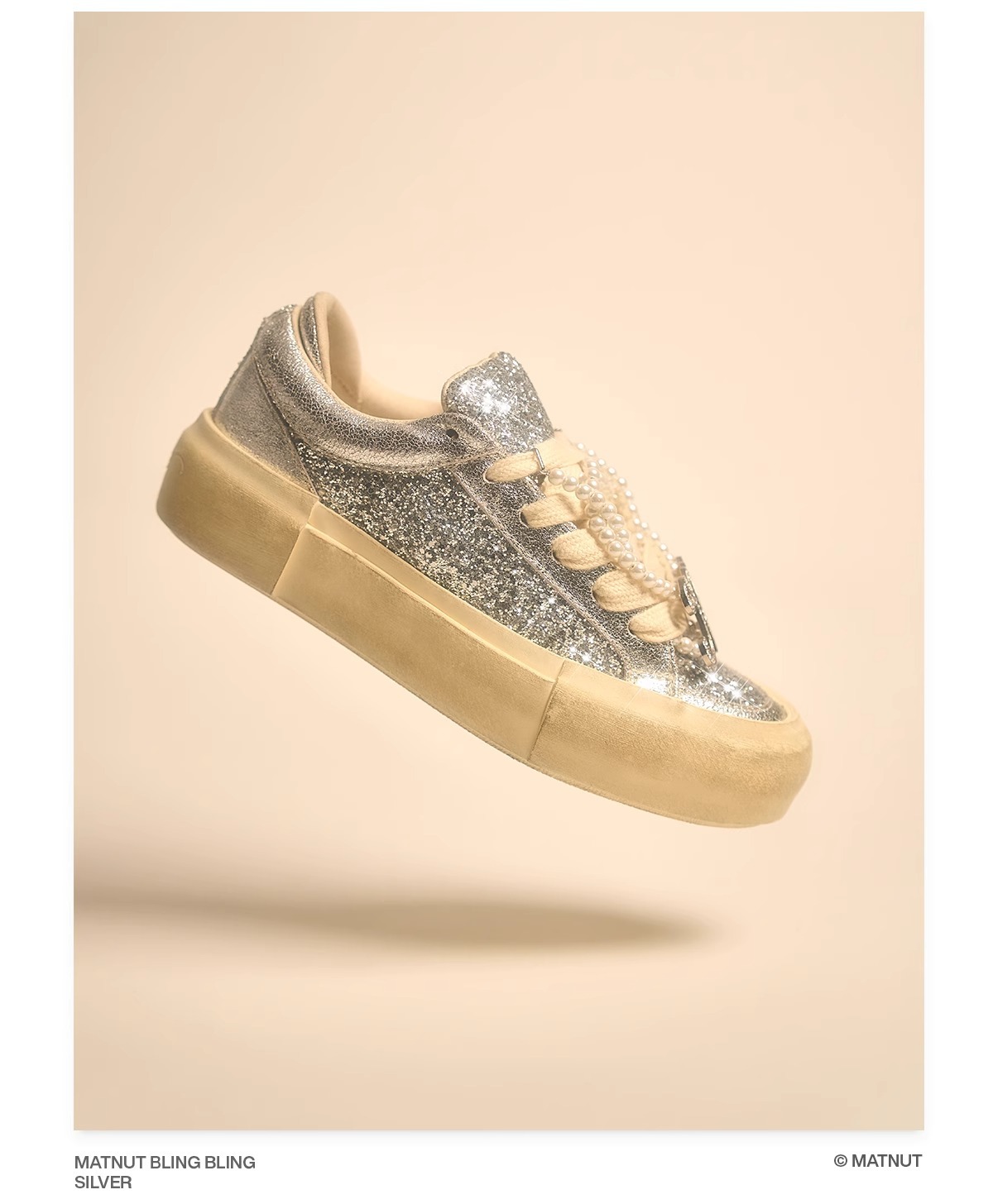Sparkling diamond sequin thick-soled old dirty shoes for women 2024 spring new white shoes retro sports casual shoes sneakers_voghion.com