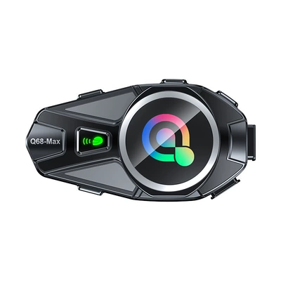 Q68Max Cross-Border Popular Helmet Bluetooth Headset with Mixed Sound Music Sharing, Full-Color Screen, Fm Intercom Helmet Headset (Motorcycle Helmet Headset) - black-black-soft-mic
