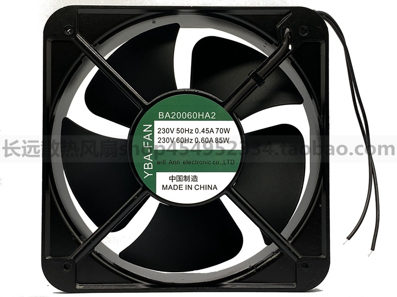 YBA-FAN风机 BA20060HA2 20060 230V 20CM 滚珠轴承 电柜散热风扇