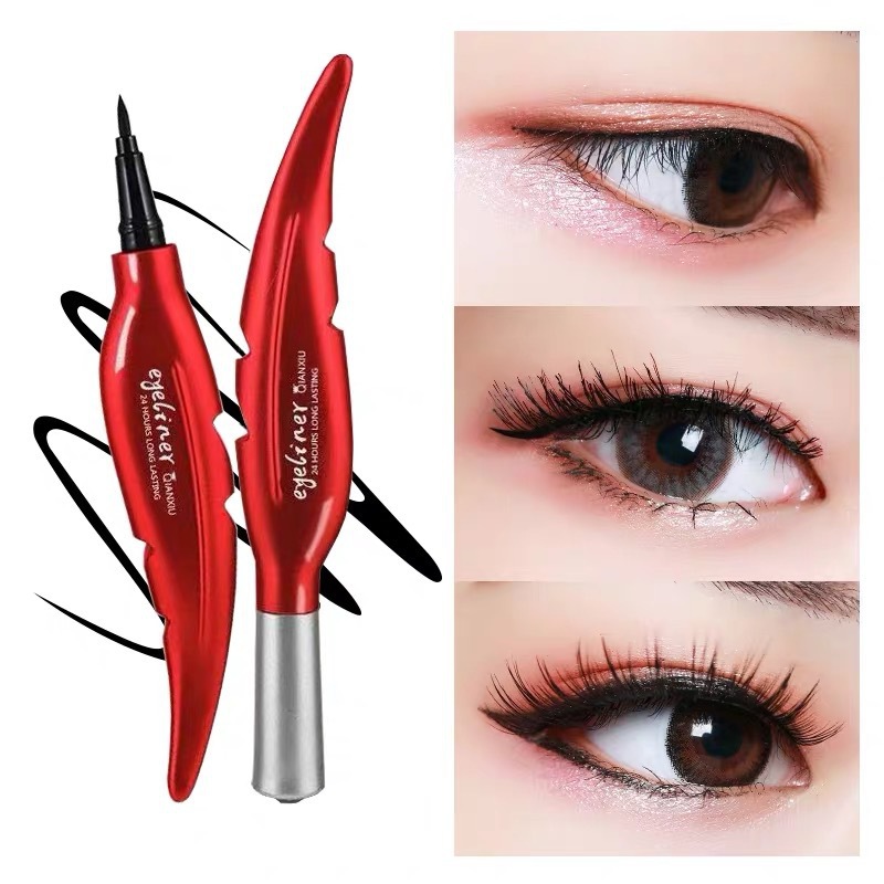 Cross-Border Qianxiu/Qianxiu Feather Eyeliner Cool Black Color Beginners Smooth Eyeliner Pen Export Makeup