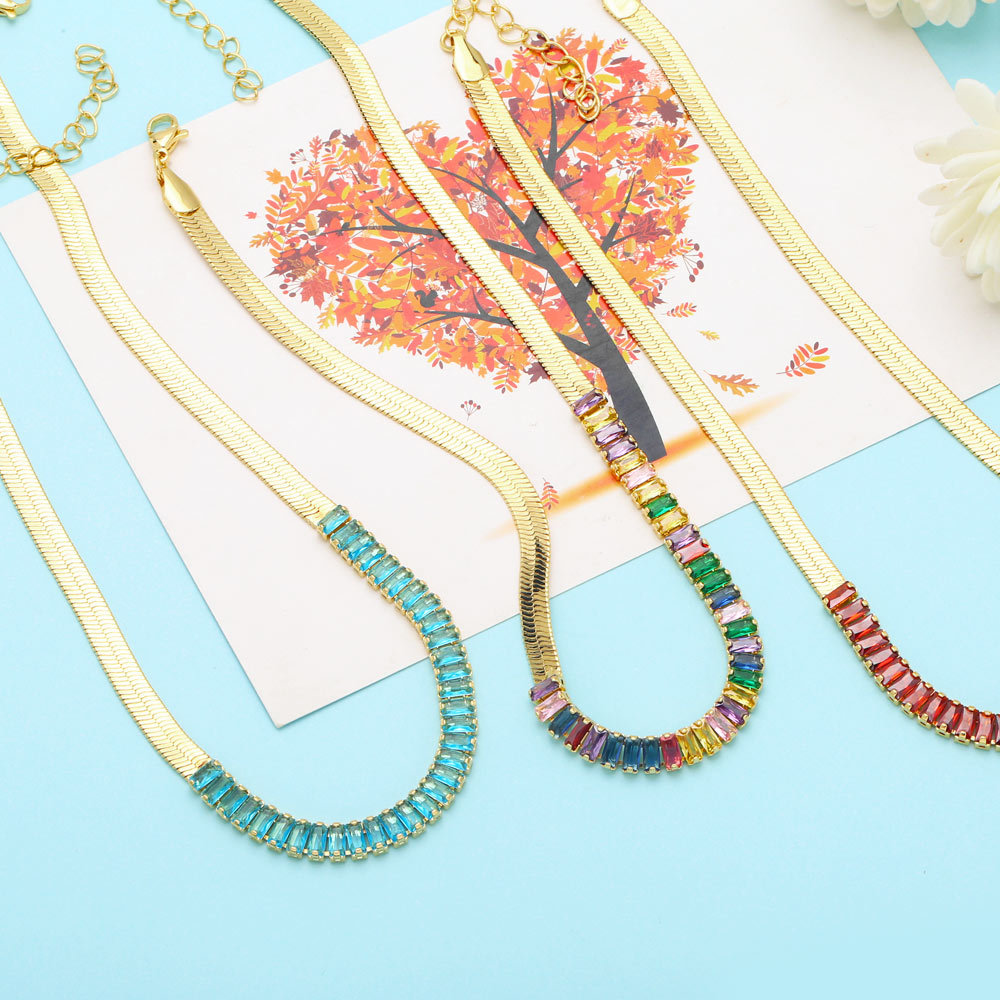 Fashion Copper Geometric Pattern Necklace Daily Zircon Copper Necklaces