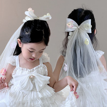 儿童头纱发饰女童生日皇冠头饰女孩公主婚礼装饰发夹女宝聚会发卡