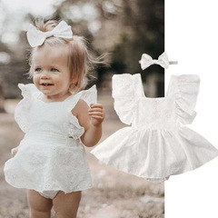 女童連衣裙包屁衣嬰兒純色寶寶哈衣爬服新生兒衣服洋氣跨境夏天