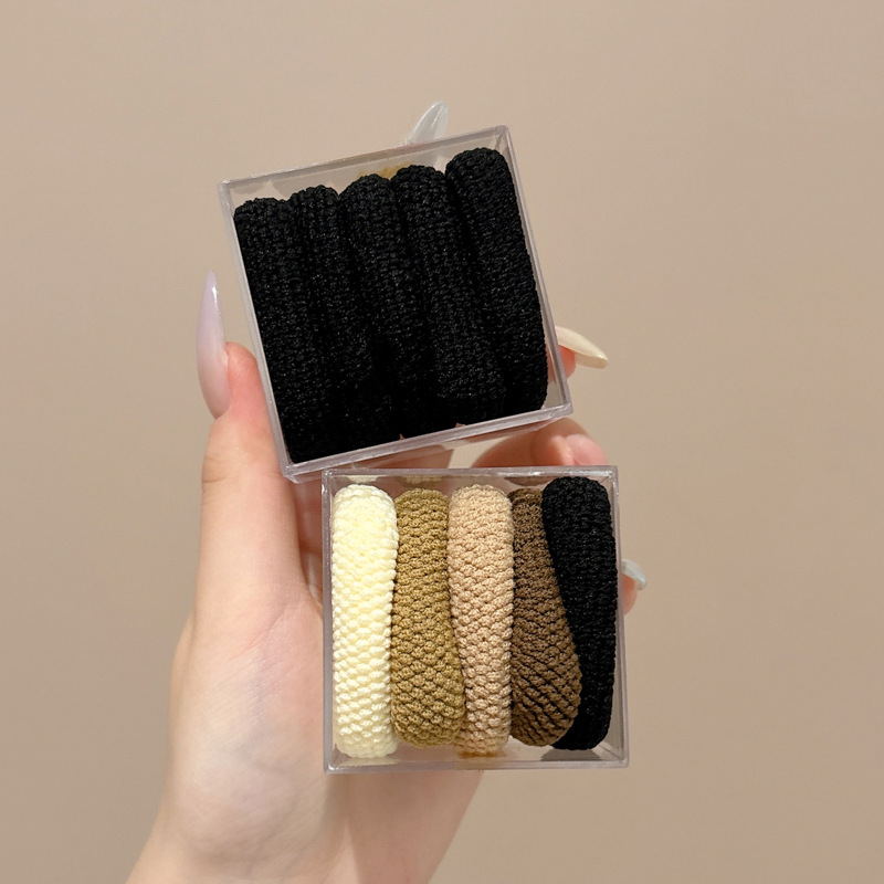 El nuevo anillo de cabello grueso y ancho con cola de caballo, cabeza de bola, cuerda de cabeza simple, alta elasticidad, no daña el cabello, banda de goma, cuerda de cabello para adultos