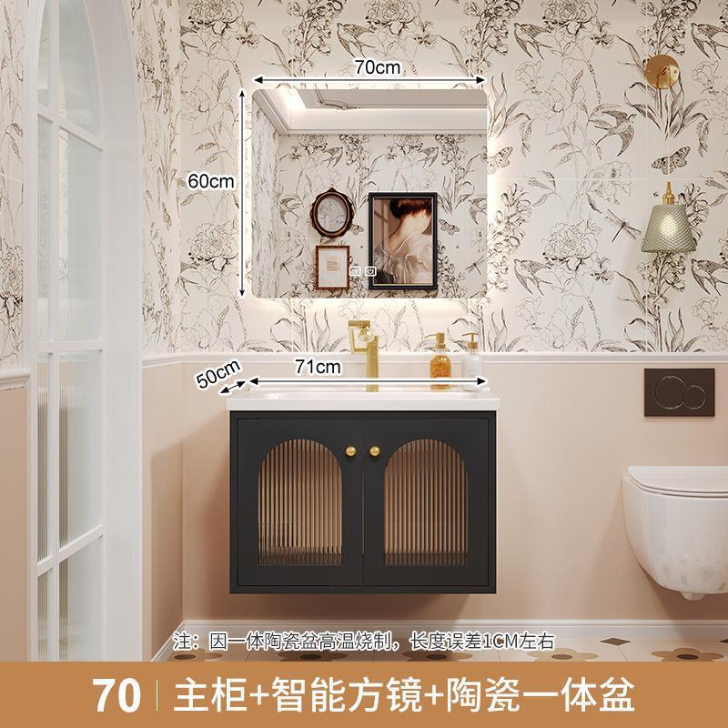 70 espejo cuadrado negro retroiluminado con accesorios de grifo