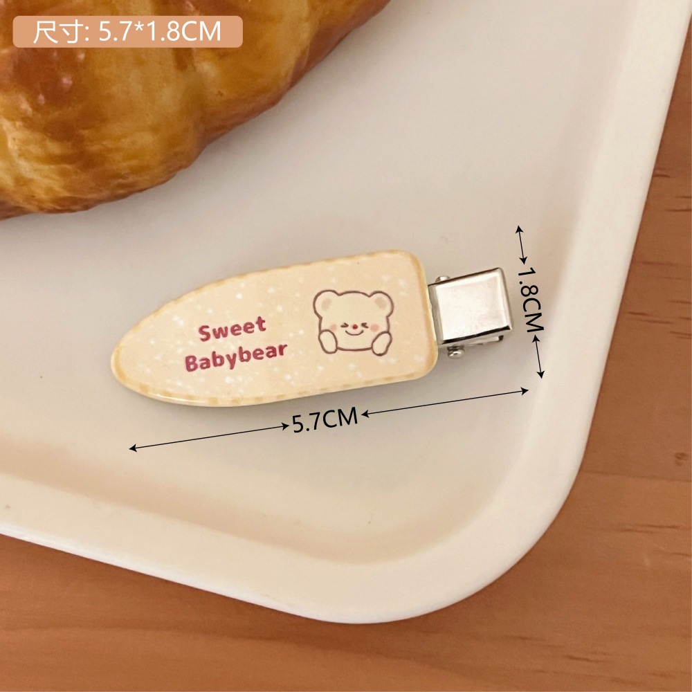 Nuevo lindo cartón de dibujos animados oso curvo clip para el cabello adornamiento para el cabello del corazón de la niña frente lateral clip de frangeo para niños clip para el cabello universal