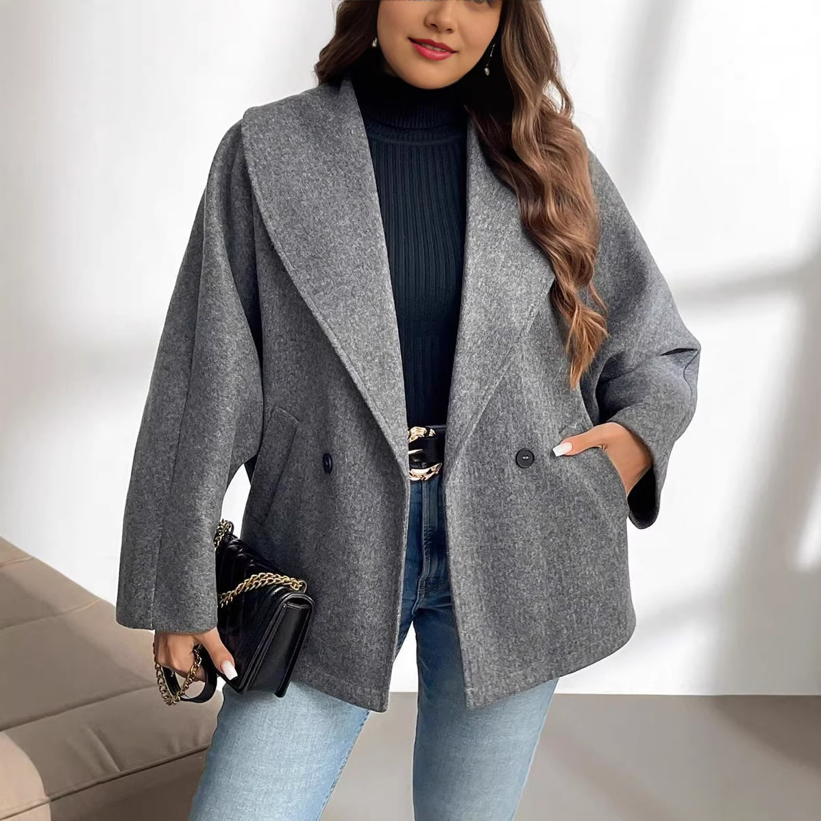 2026 Fall/Winter Woolen Coat Fashion Temperament Versatile Jacket Commuter Long Top Wholesale_ecoleips.com