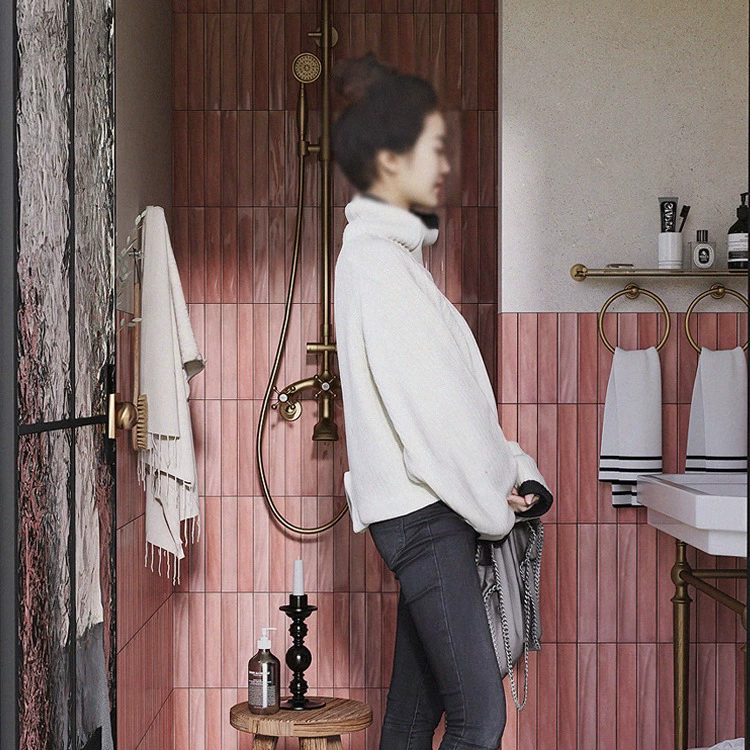 Ретро розовые градиентные плитки ручной работы в темных и светлых тонах, французский стиль, для ванной, бара, кухни, стен