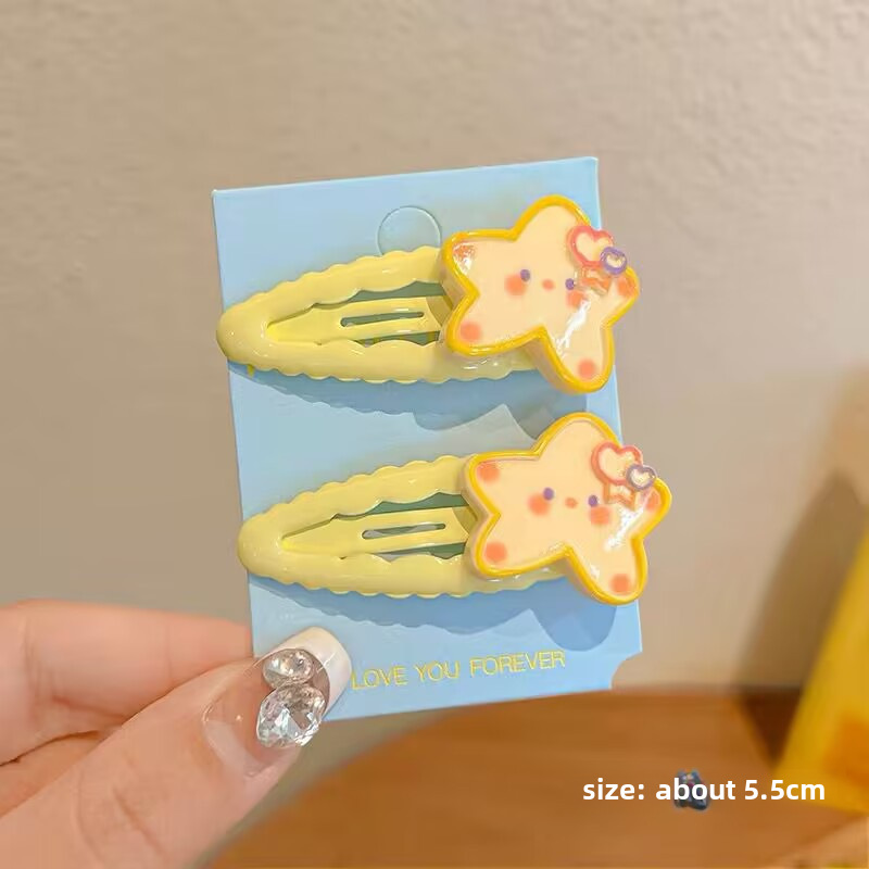 A pair of clothes ~ cute star hairpin female sweet bangs clip high elastic tie hair rope broken hair side clip BB clip_voghion.com
