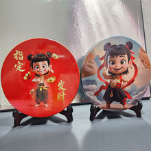 阿富玉哪吒平安扣摆件彩雕喷绘创意家居饰品汉白玉工艺品客厅礼品