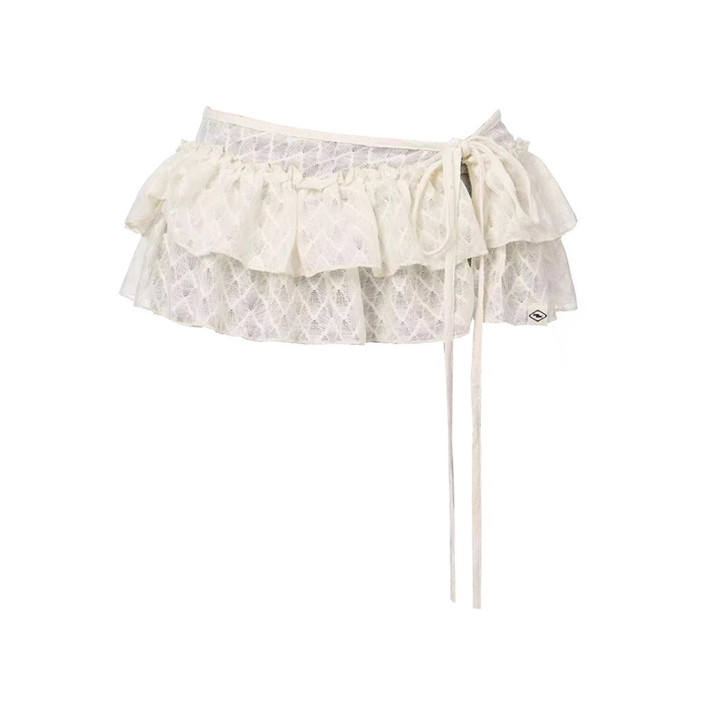 2025 New Heavy-Duty Lace Ruffled Short Apron Skirt with Decorative Trim