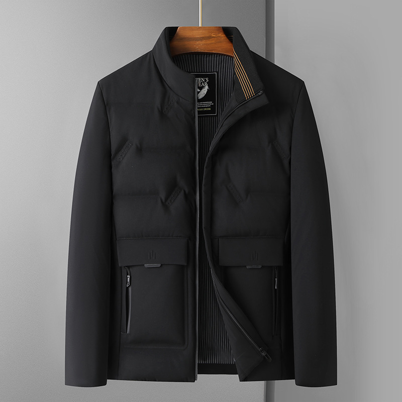 Autumn demi-season solid color down jacket with zipper for leisure