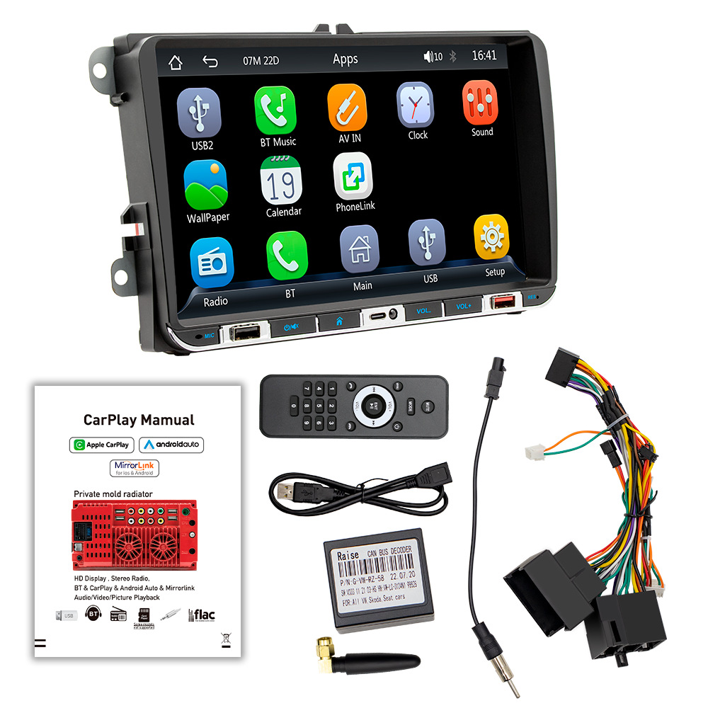 Cable/inalámbrico carplay Bluetooth 5,1 teléfono móvil interconexión 9 pulgadas HD Volkswagen dedicado coche MP5 reproductor