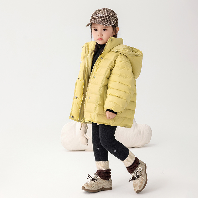 [en stock] nuevo estandarte nacional 90 chaqueta de plumón de color blanco para niños 2025 ropa de invierno nueva chaqueta de bebé media y larga