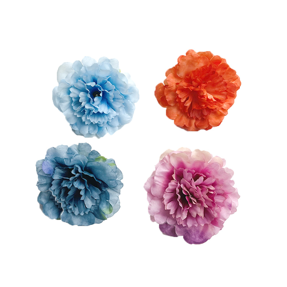 Simulación de flores de claveles con hojas DIY ópera de pestañas de flores tocado de boda hogar acompañante de mano regalos de decoración de flores