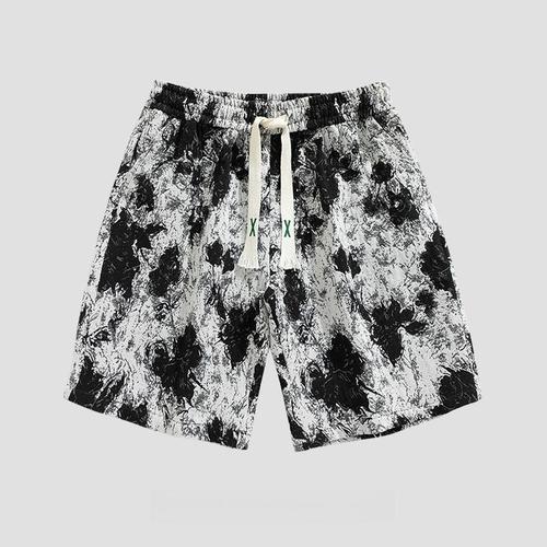 Shorts for men, summer floral briefs, beach pants, vacation leisure, 5-inch pants, plus size, loose, thin middle-length pants