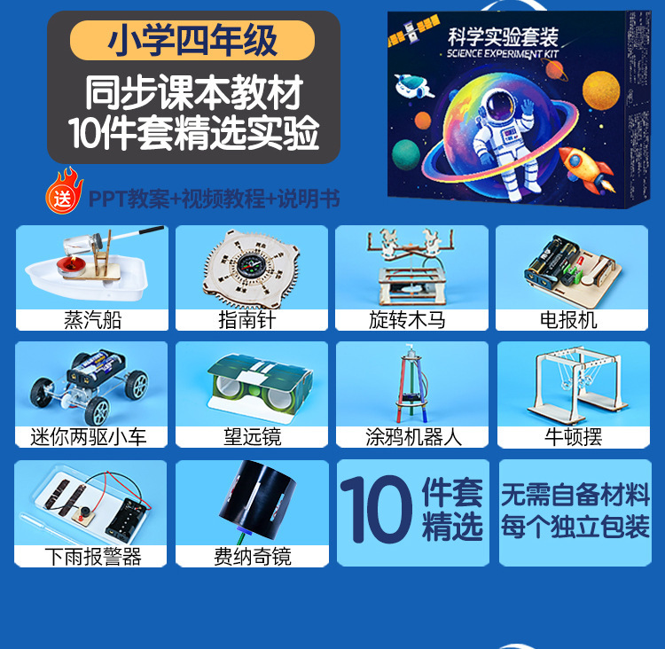 儿童科学实验diy科技小制作小学生幼儿物理玩具套装班级奖礼物品|undefined