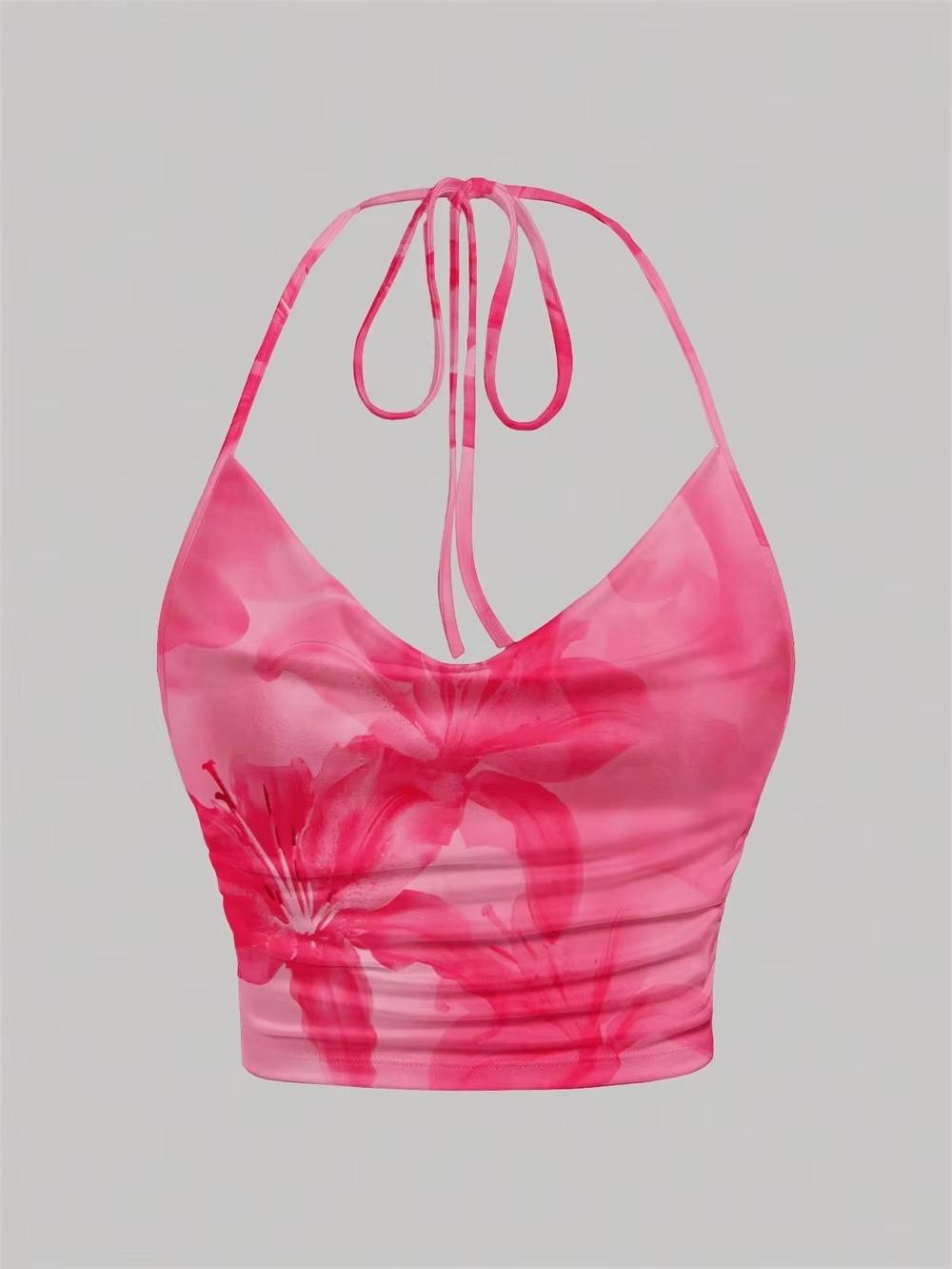 Qadın üçün çiçəkli açıq arxa halter top