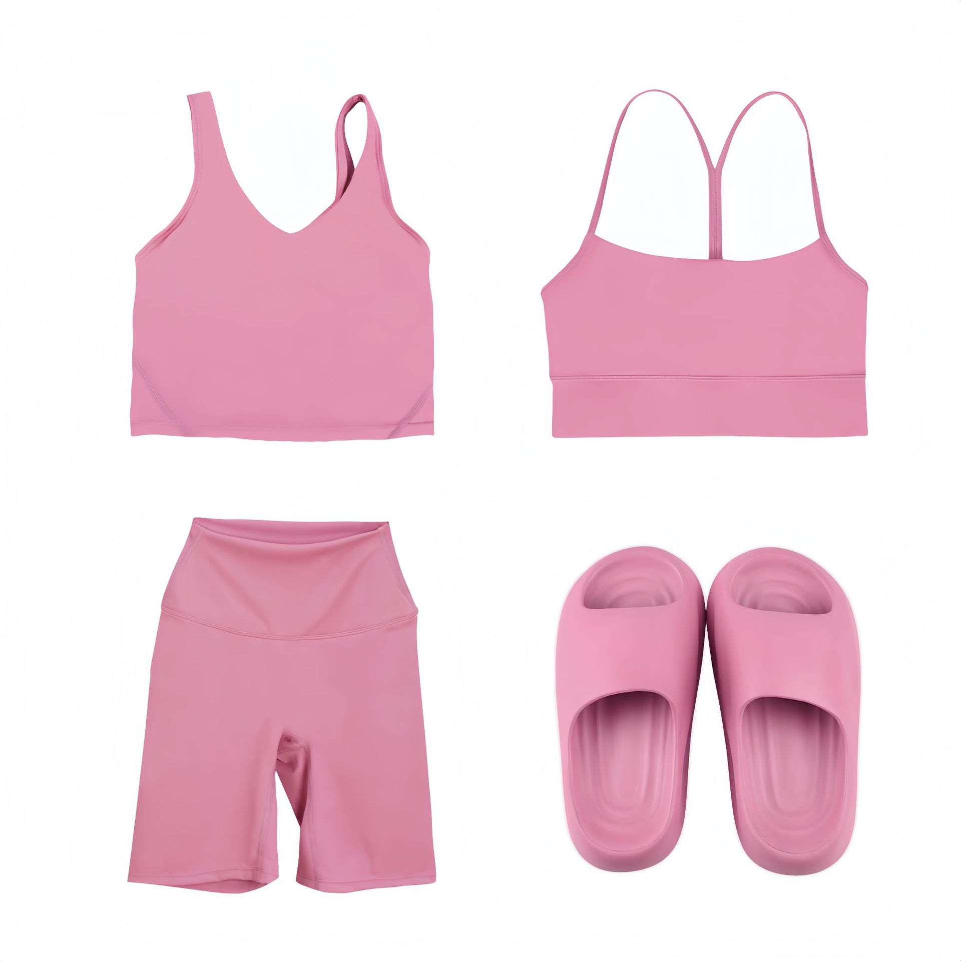 Conjunto deportivo de 4 piezas para mujer con capri y chaleco_voghion.com