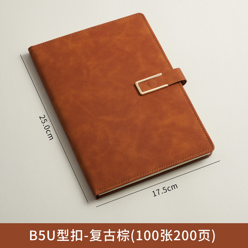 A5 cuaderno de notas logotipo de oficina de negocios regalos de cuero suave grueso de alto valor de la cara hebilla cuaderno de notas caja de regalo