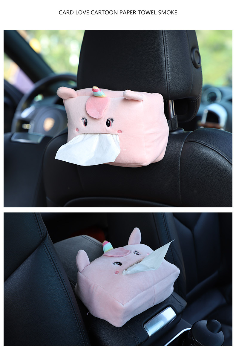 Car tissue box cute cartoon car chair back hanging paper box multifunctional car armrest box tissue box