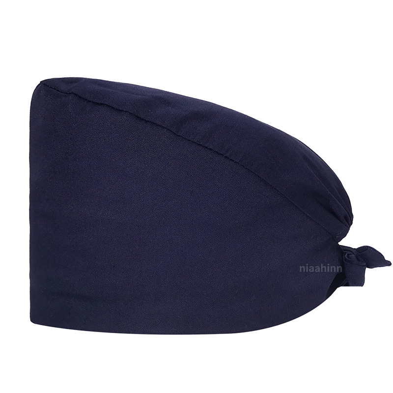 Gorro de Médico de Color Sólido en Poliéster y Algodón, Gorro Médico con Bordado de ECG, Gorro de Trabajo para Cola de Caballo Corta, Gorro Floral en Stock