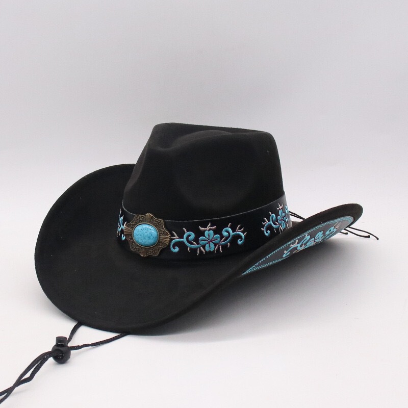 New Fashionable and High-End Cross-Border Western Cowboy Hat for Vacation and Travel Ethnic Style Xizang Woolen Jazz Hat