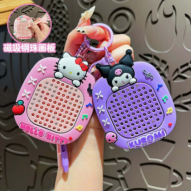 Креативный мультяшный стальной шарик Sanrio, доска для рисования, брелок, милый мультяшный Kuromi, пара, подвеска для сумки, маленький подарок