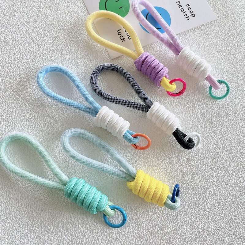 Hand-Woven Toy Lanyard, Color-Blocked Mesh Keychain, Simple Short Lanyard, Creative Key Ring, Hanging Accessory