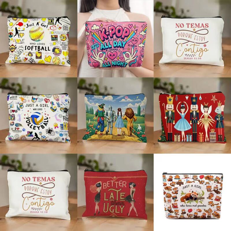 Cross-Border Temu Amazon Christmas Nutcracker Wizard of oz Linen Cosmetic Bag Large Capacity Storage Bag