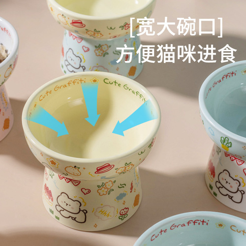Wow, custom graffiti pet bowl, household cat bowl, dog bowl, cat drinking water bowl, ceramic cat dog bowl, high-looking food bowl