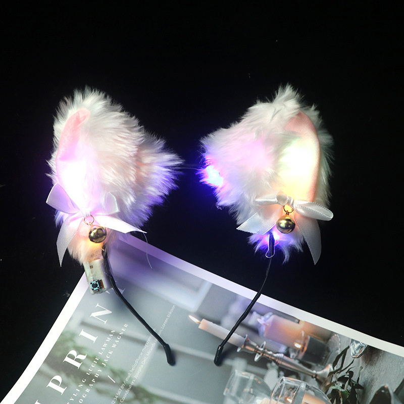 Brillante zorro orejas cinturón de cabello lámpara ángel cinturón de cabello super inmortal cinturón de cabello red rojo lindo gato orejas tocado plumas conejo