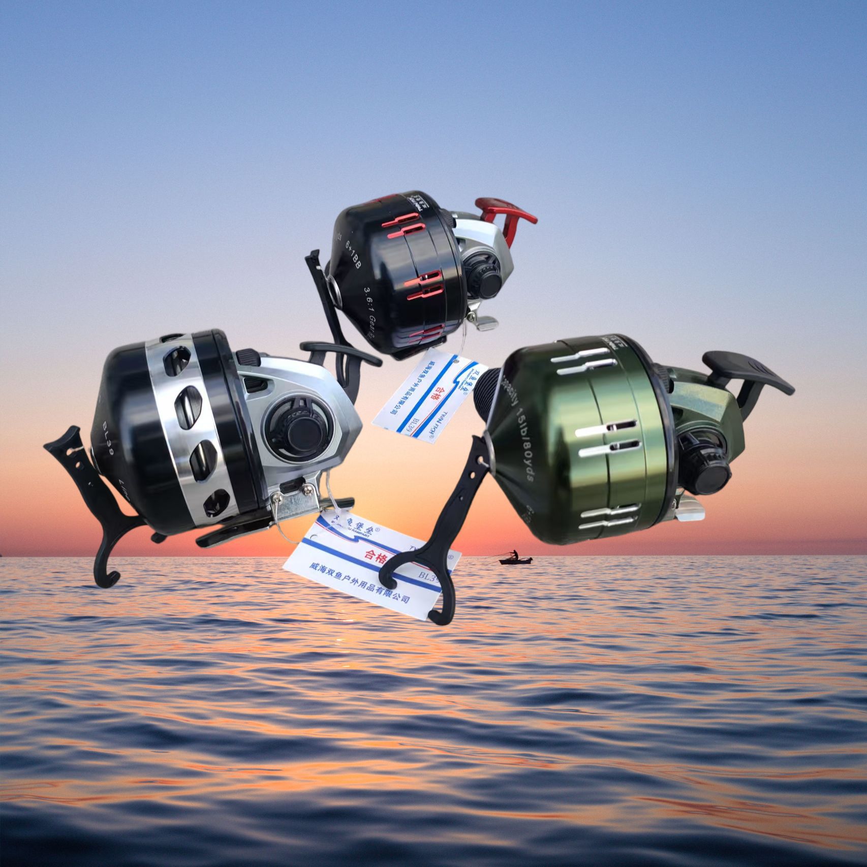 Carrete de pesca con señuelos de la marca Double Fish Fortress BL33 BL39, fabricado en metal, con manivela intercambiable para mano izquierda y derecha, línea Dyneema.
