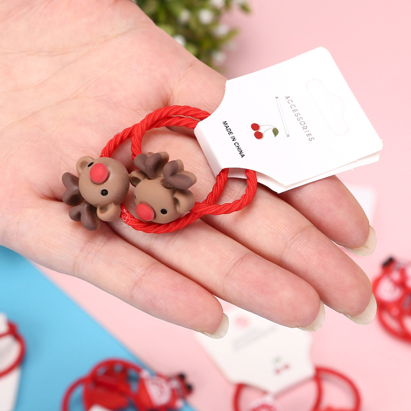 2023クリスマスの子供の皮筋サンタの髪輪樹脂王女の髪ひもの皮筋髪ひもクリスマスプレゼント|undefined