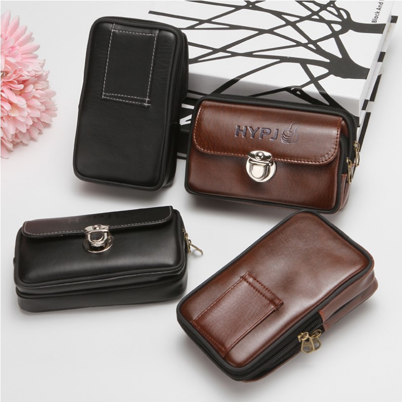 Men's Solid Color Pu Leather Lock Clasp Phone Wallets display picture 4