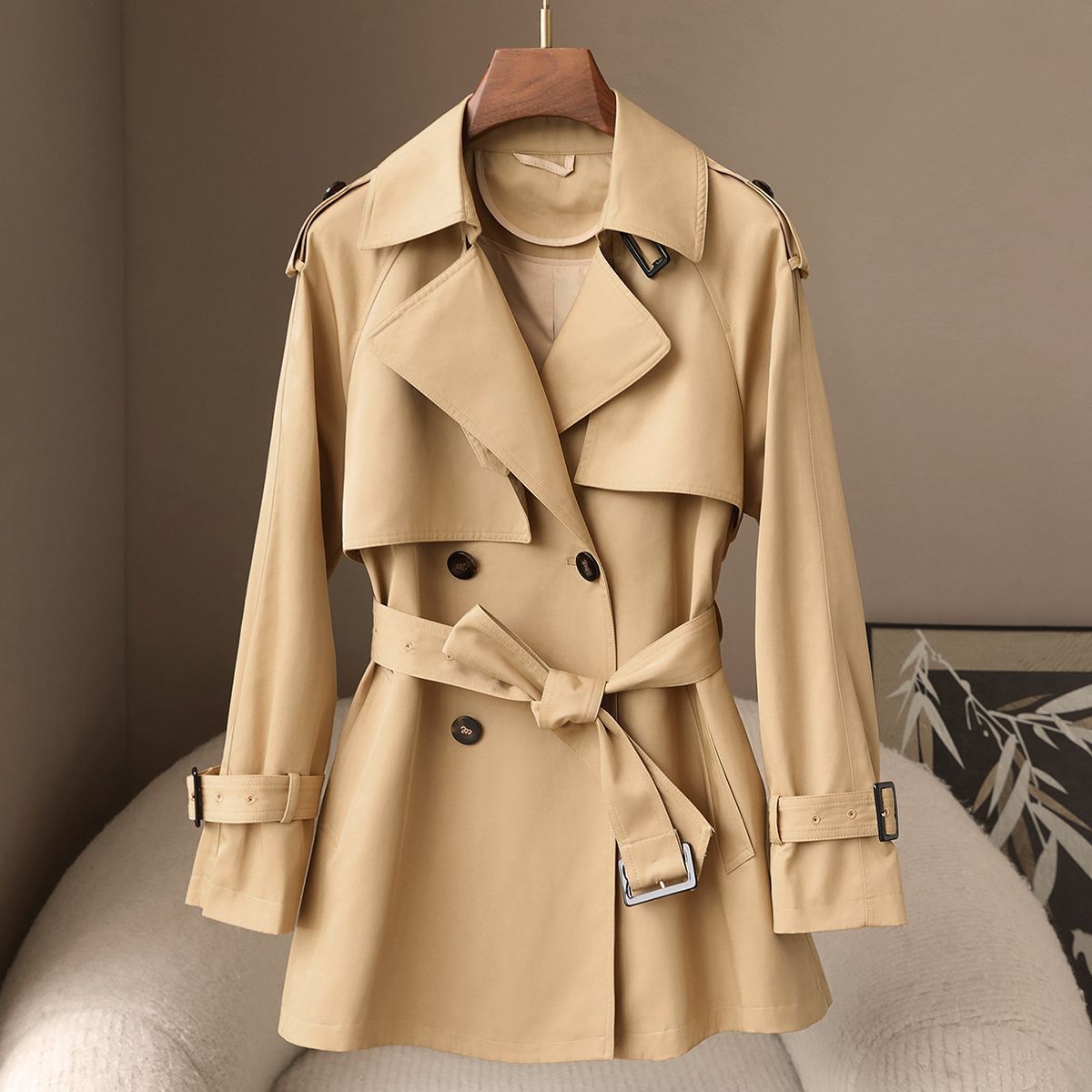 Trench mujer estilo coreano entallado primavera otoño trendy_voghion.com