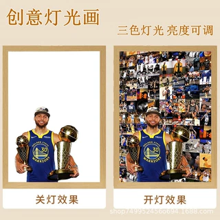 库里詹姆斯NBA相框灯光画小夜灯摆件送男生篮球礼物发光装饰画