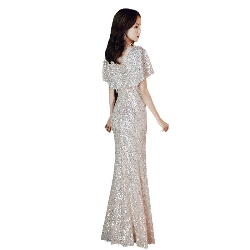 Vestido de noche estilo sirena para mujer, nuevo estilo 2026, corte ajustado, elegante, con lentejuelas, para anfitriona de banquete.
