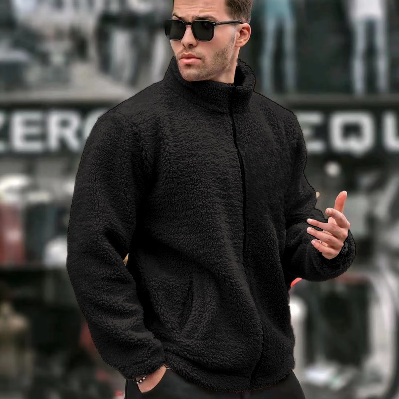 Cross-border 2026 Amazon Stand Collar Solid Color Men's Casual Fashion Long Sleeve Zipper Fleece Bubble Top Cross-border 2026 Amazon Stand Collar Solid Color Men's Casual Fashion Long Sleeve Zipper Fleece Bubble Top