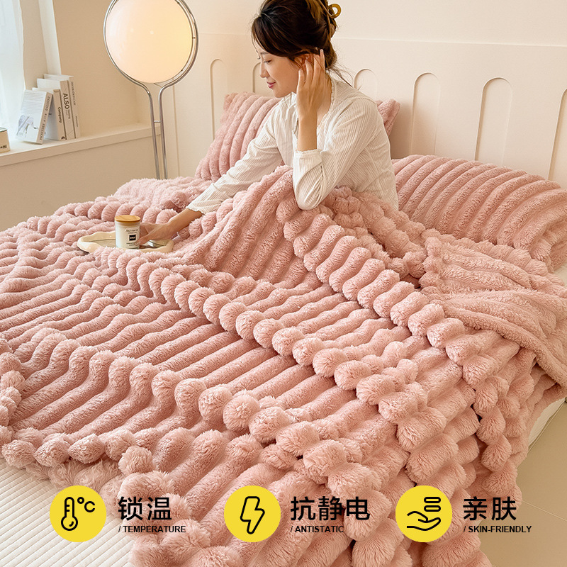 Manta de Felpa de Piel de Conejo, Manta para Siesta en la Oficina, Manta de Coral, Regalo, Manta Pequeña para Aire Acondicionado, Venta al Por Mayor