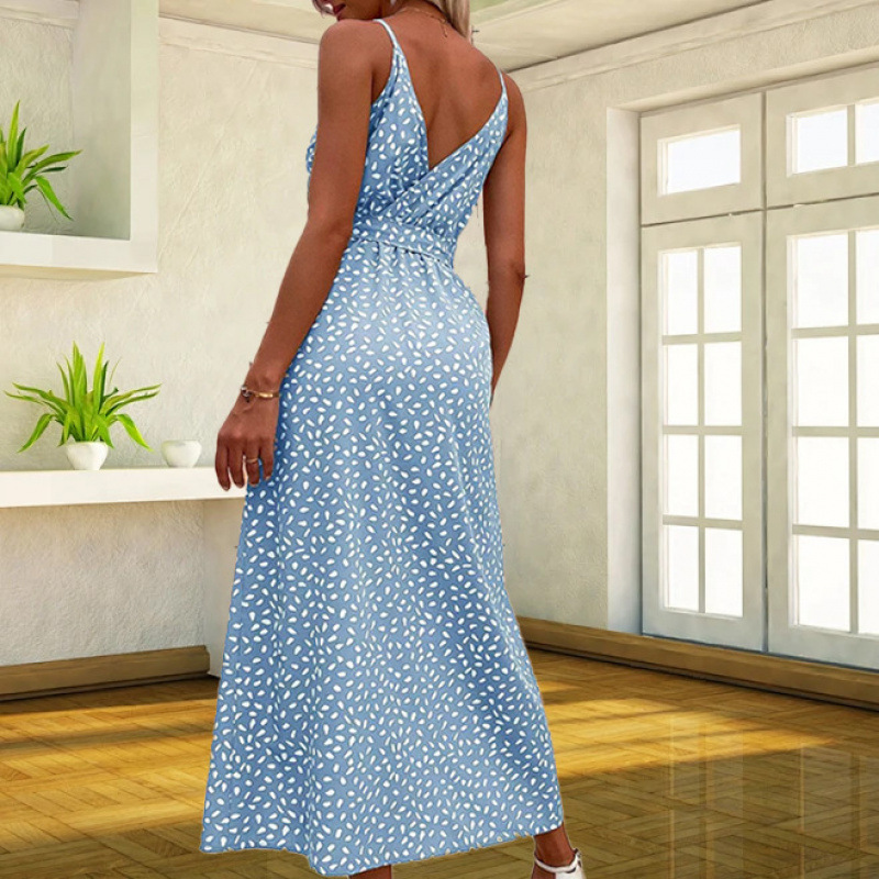 (Cross-border trading), summer dress, long skirt, Amazon, V-neckline, lifting effect, floral print, city style
