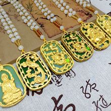 仿金镶玉吊坠民族风合金观音龙凤仿玉毛衣链项链服装配饰会场礼品