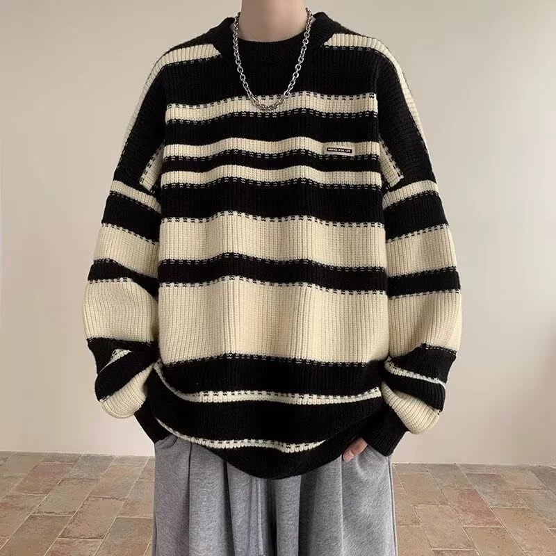 Демисезонный свитер, японская ретро вязаная куртка, круглый ворот, oversize