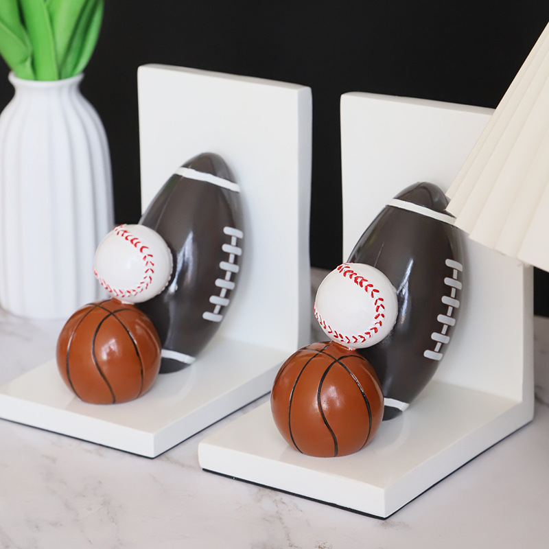Creativo de resina de baloncesto libro de pie de libro de rugby libro de pie de libro de béisbol soporte de libro estantería decoración del hogar adornos